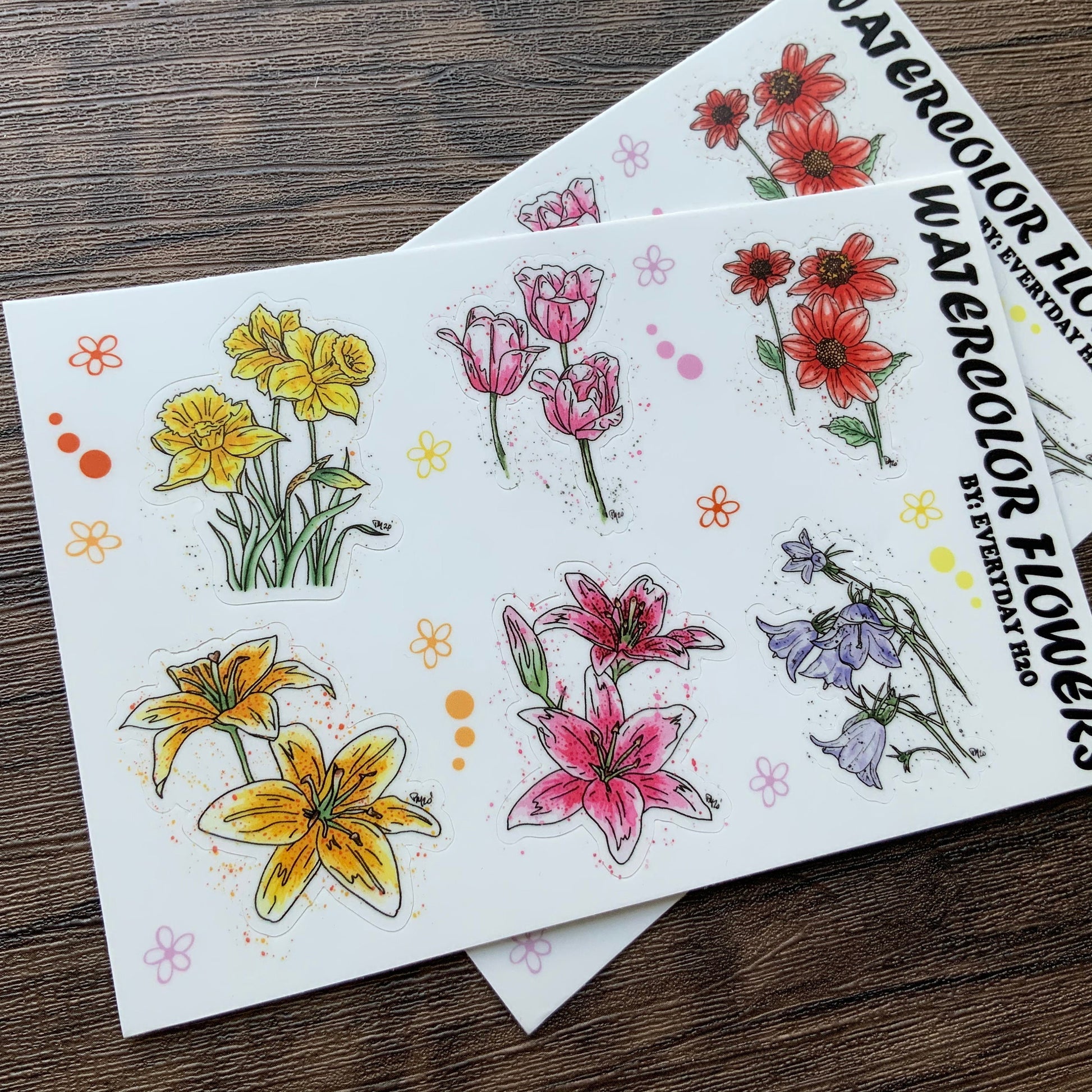 Watercolor Flower Sticker Sheet