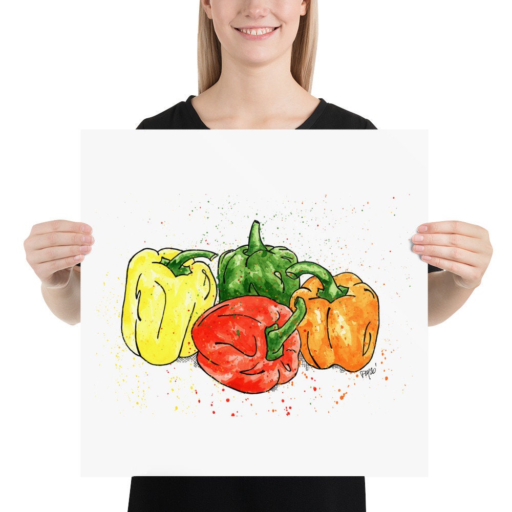 Colorful Bell Pepper Watercolor Print