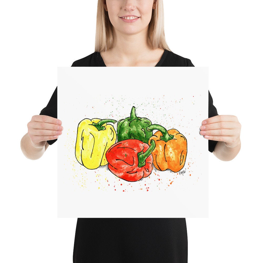 Colorful Bell Pepper Watercolor Print