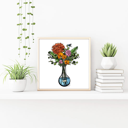 Science Red Floral Print