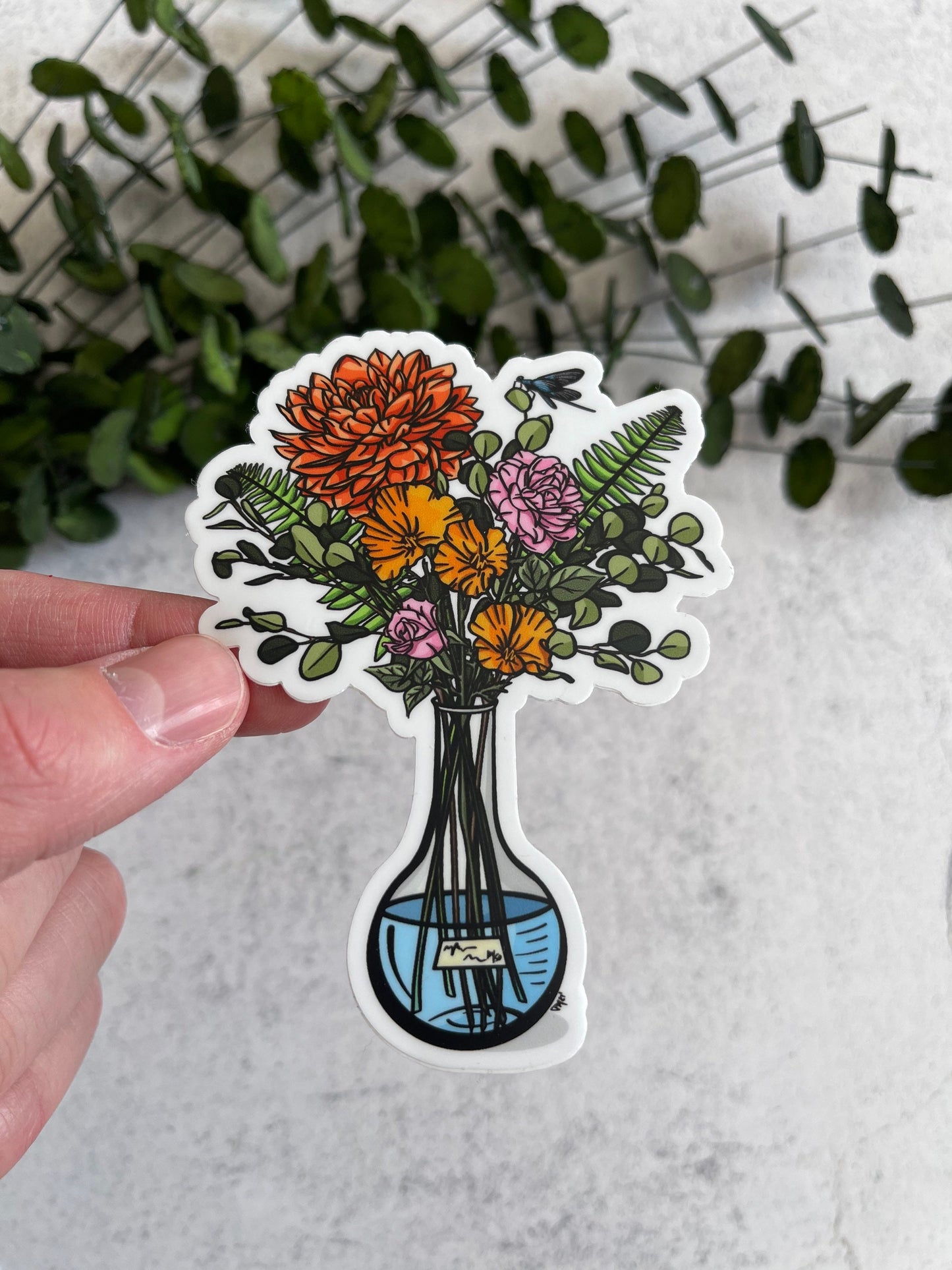 Red Science Bouquet Vinyl Sticker