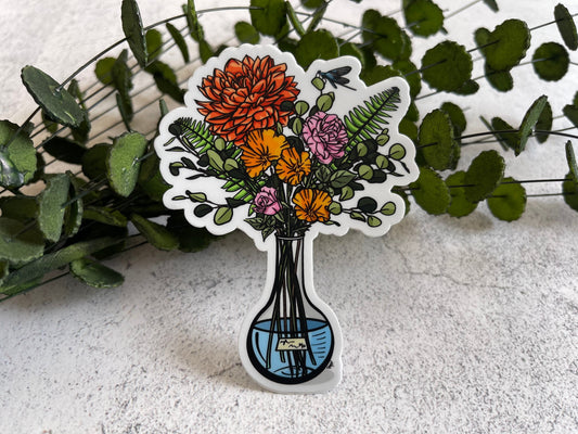Red Science Bouquet Vinyl Sticker