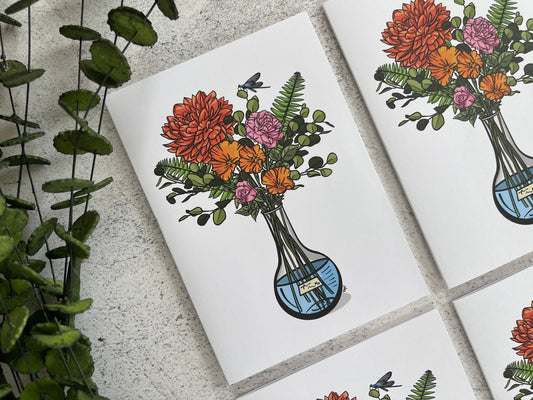 Red Science Bouquet Greeting Card Set
