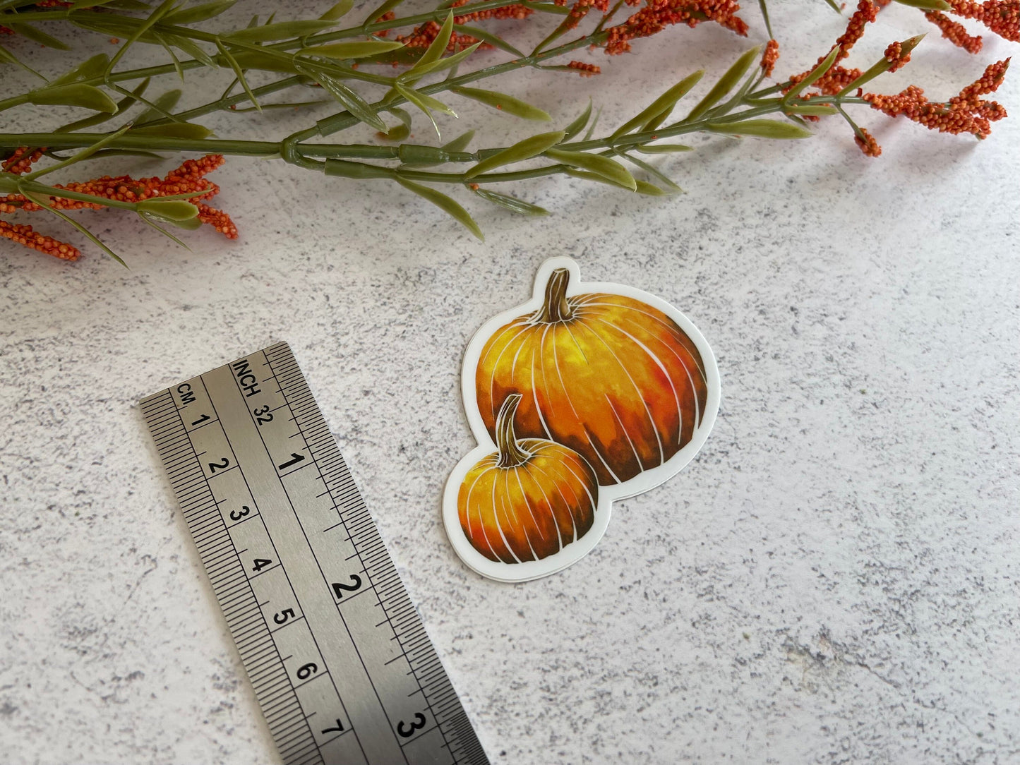 Orange Watercolor Pumpkins Vinyl Sticker