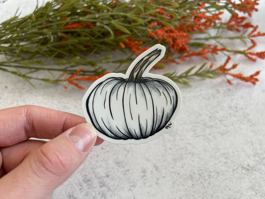 White Watercolor Pumpkin Vinyl Sticker
