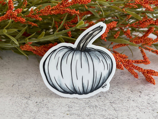 White Watercolor Pumpkin Vinyl Sticker