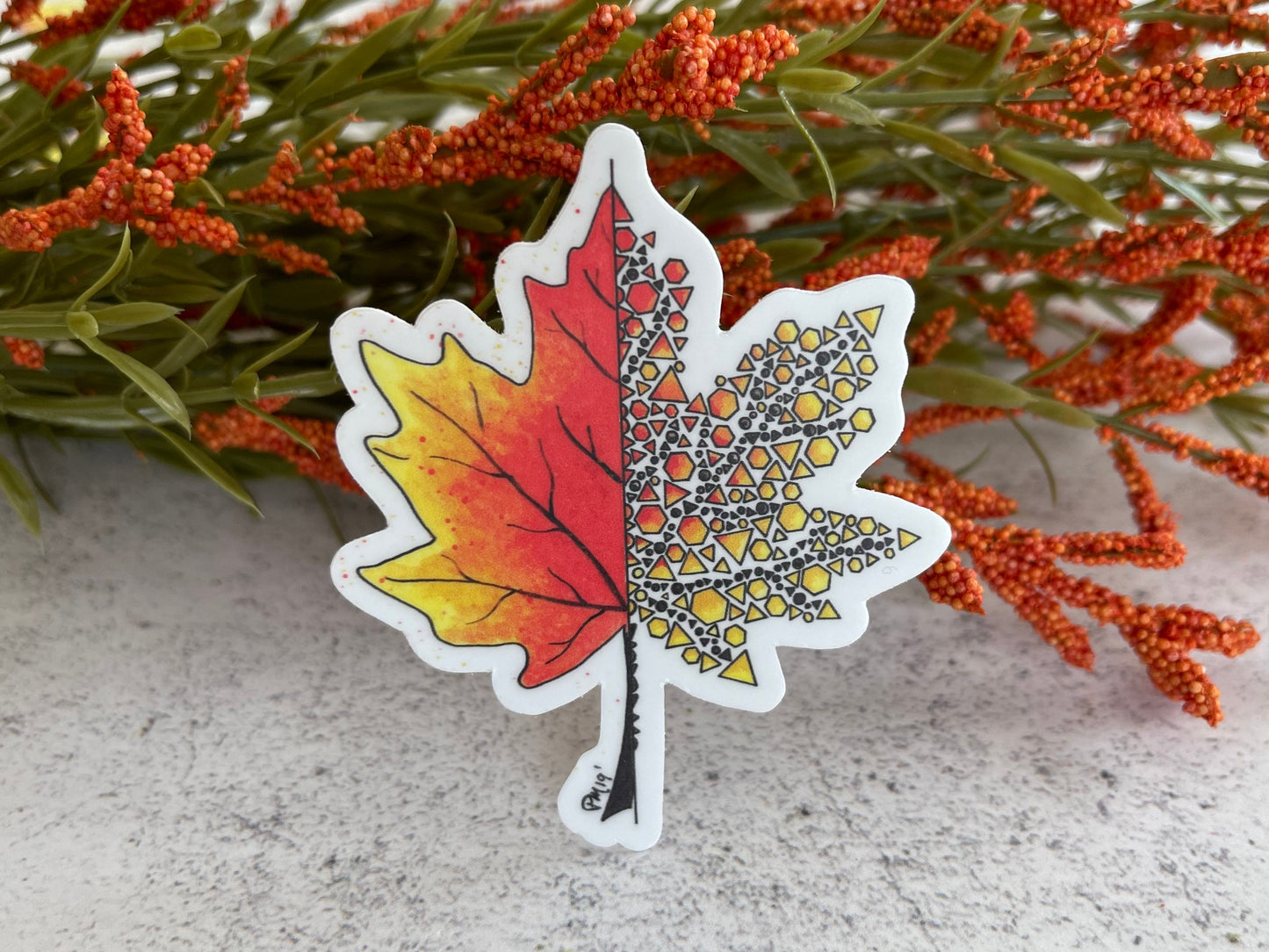 Geometric Maple Leaf Vinyl Sticker