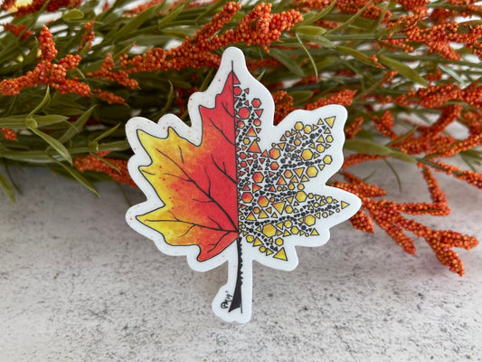 Geometric Maple Leaf Vinyl Sticker