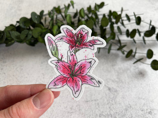 Pink Lily Vinyl Sticker
