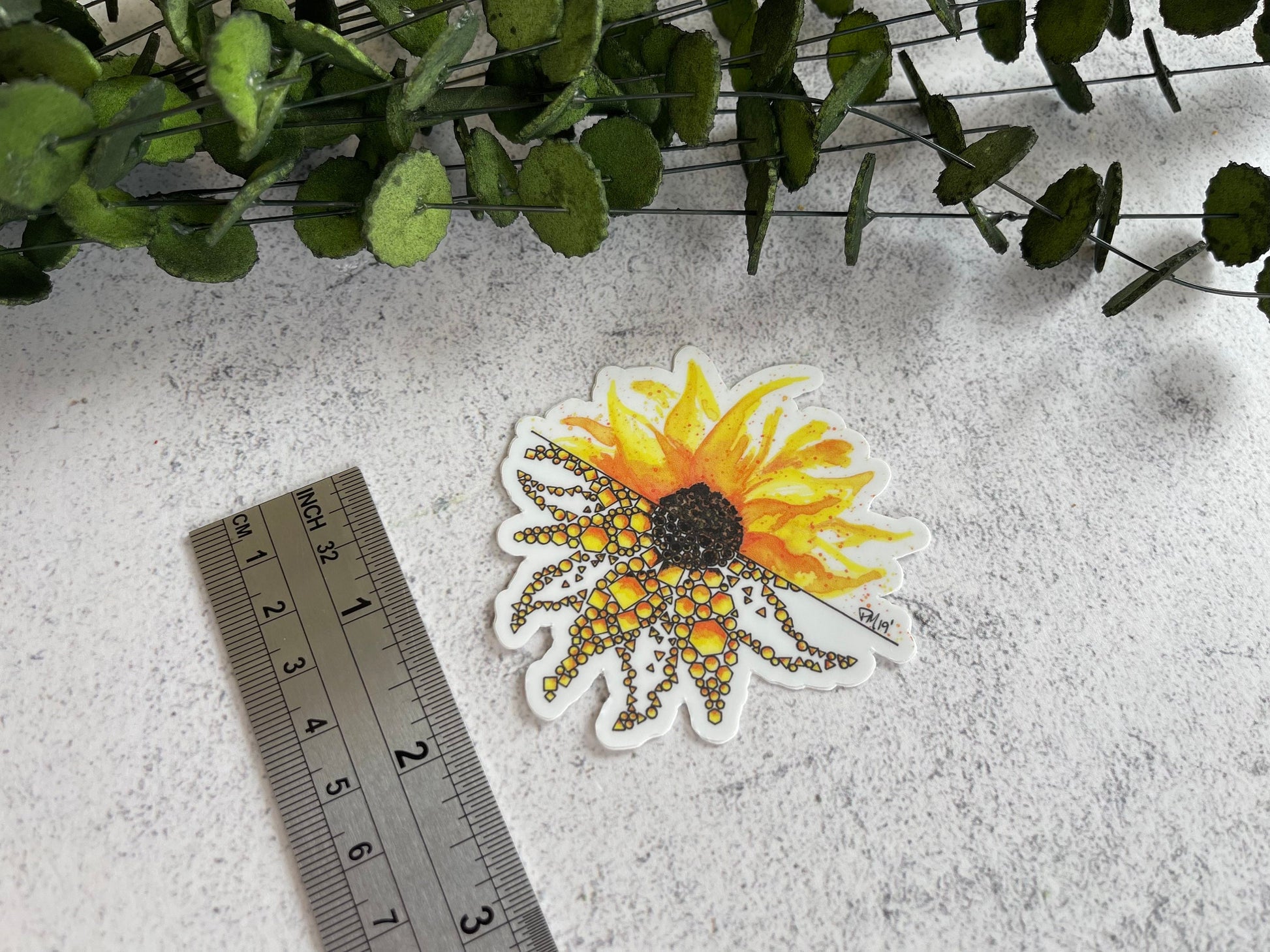 Geometric Sunflower Vinyl Sticker