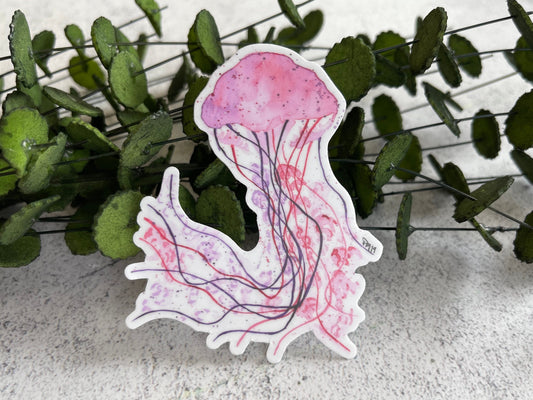 Pink Jellyfish Vinyl Sticker