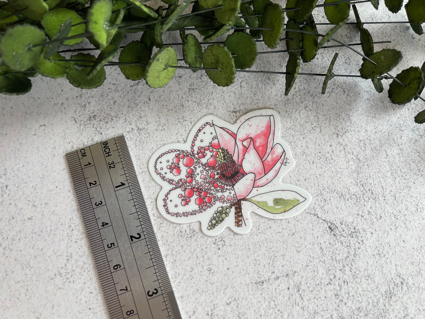 Pink Magnolia Vinyl Sticker