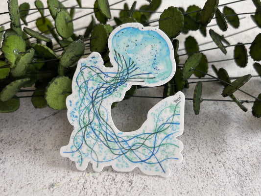 Blue Jellyfish Vinyl Sticker