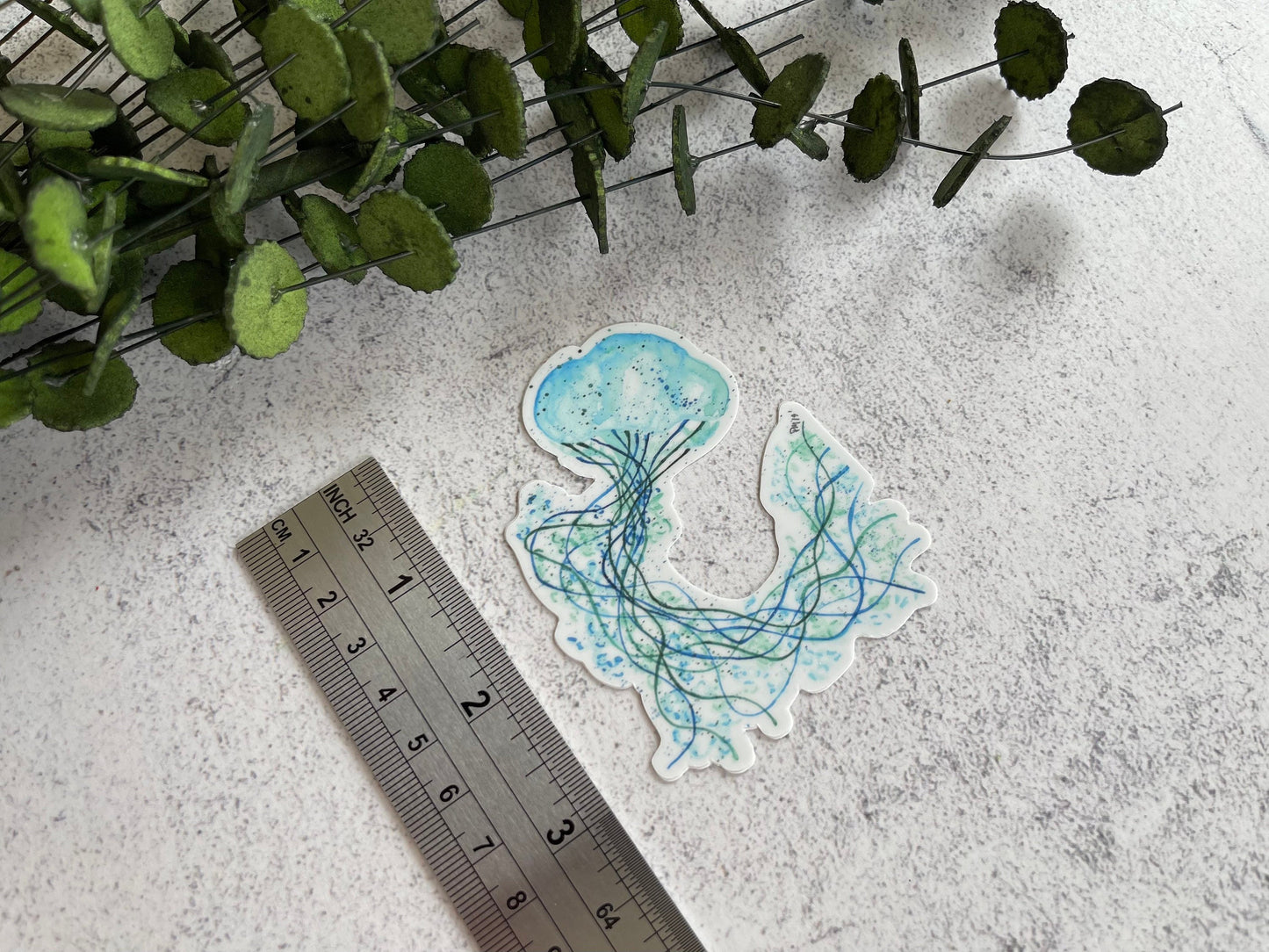 Blue Jellyfish Vinyl Sticker