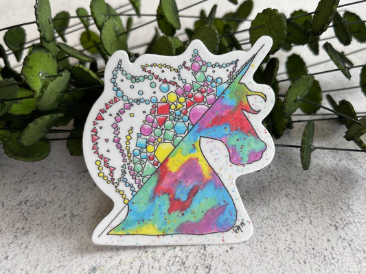 Geometric Unicorn Watercolor Vinyl Sticker