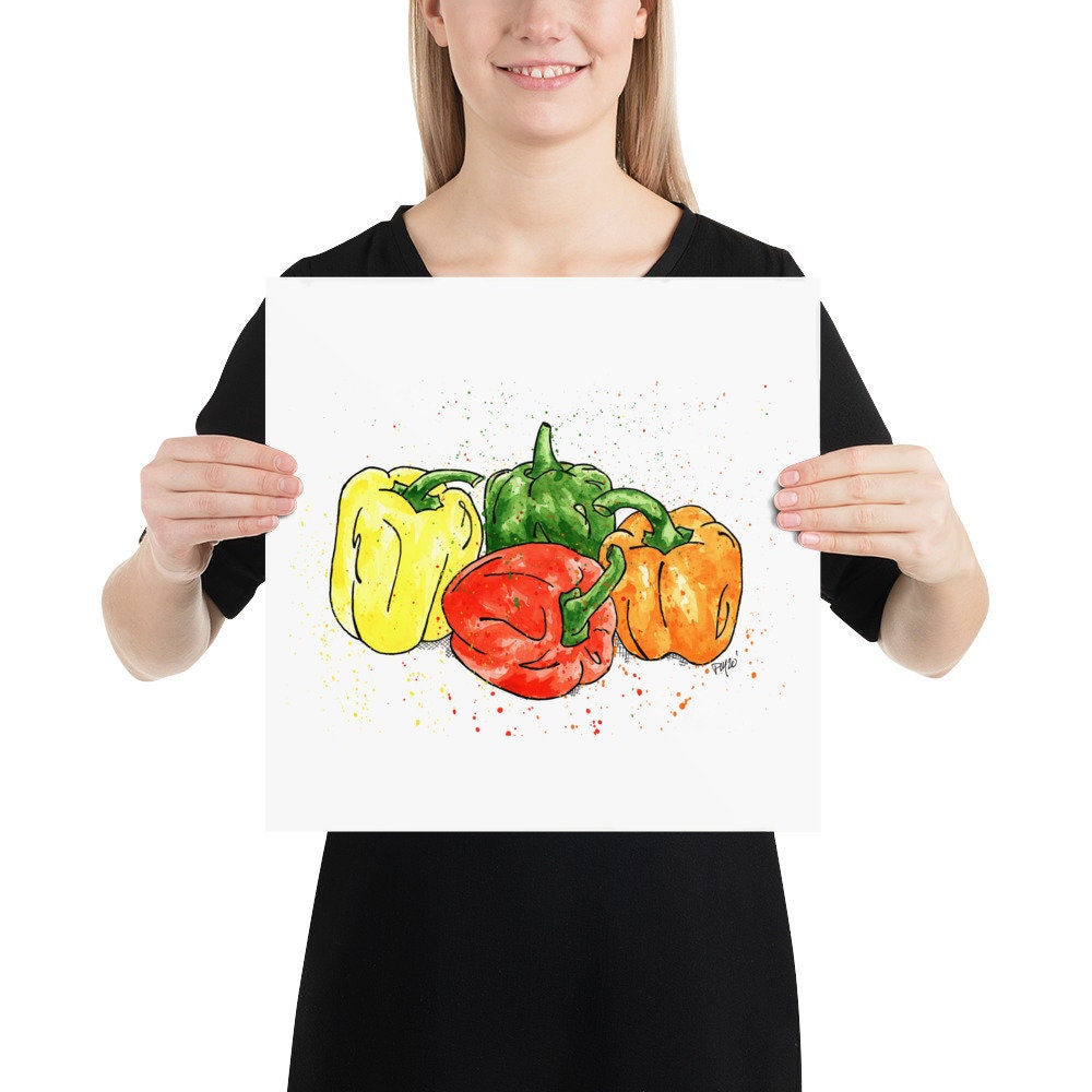 Colorful Bell Pepper Watercolor Print