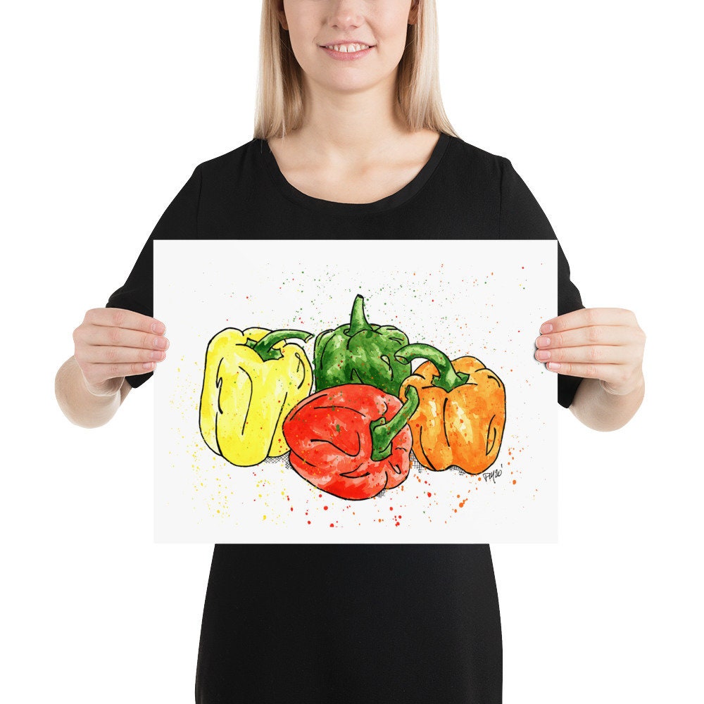 Colorful Bell Pepper Watercolor Print
