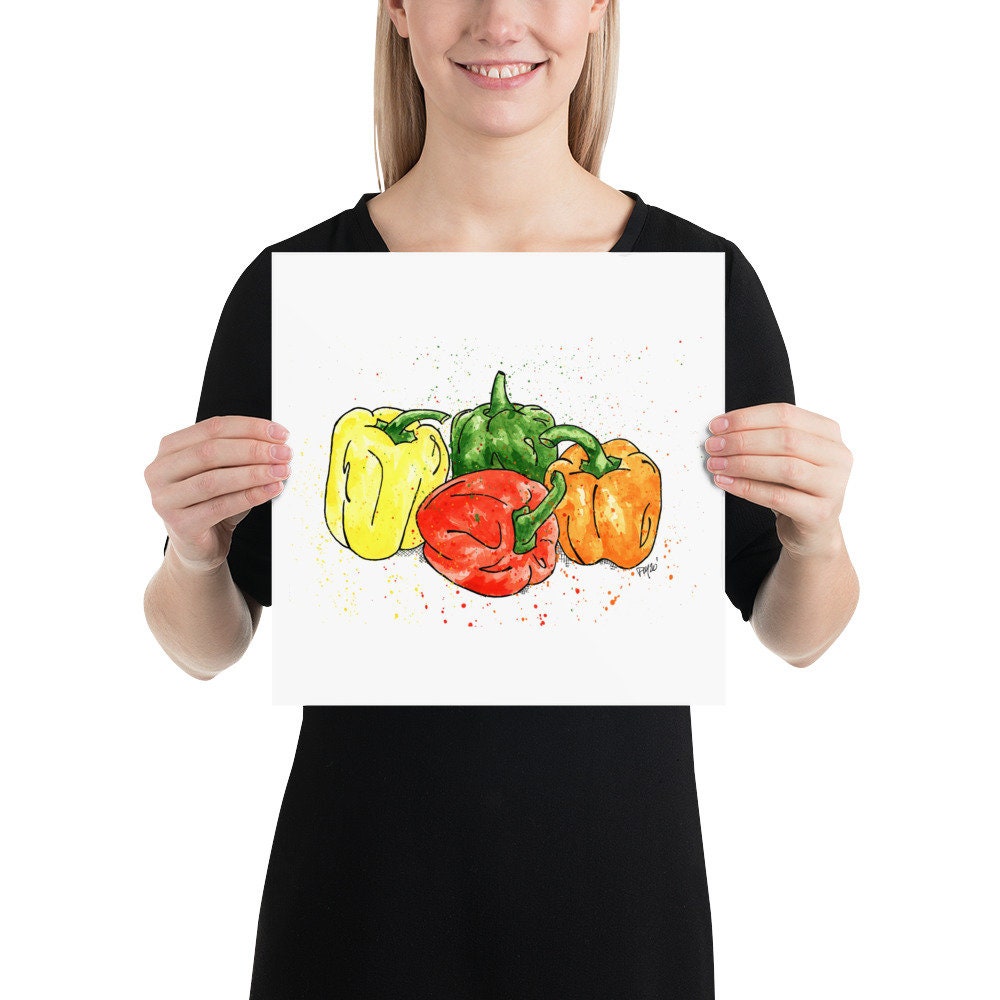 Colorful Bell Pepper Watercolor Print
