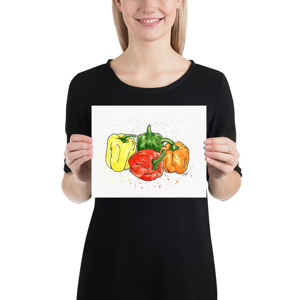 Colorful Bell Pepper Watercolor Print