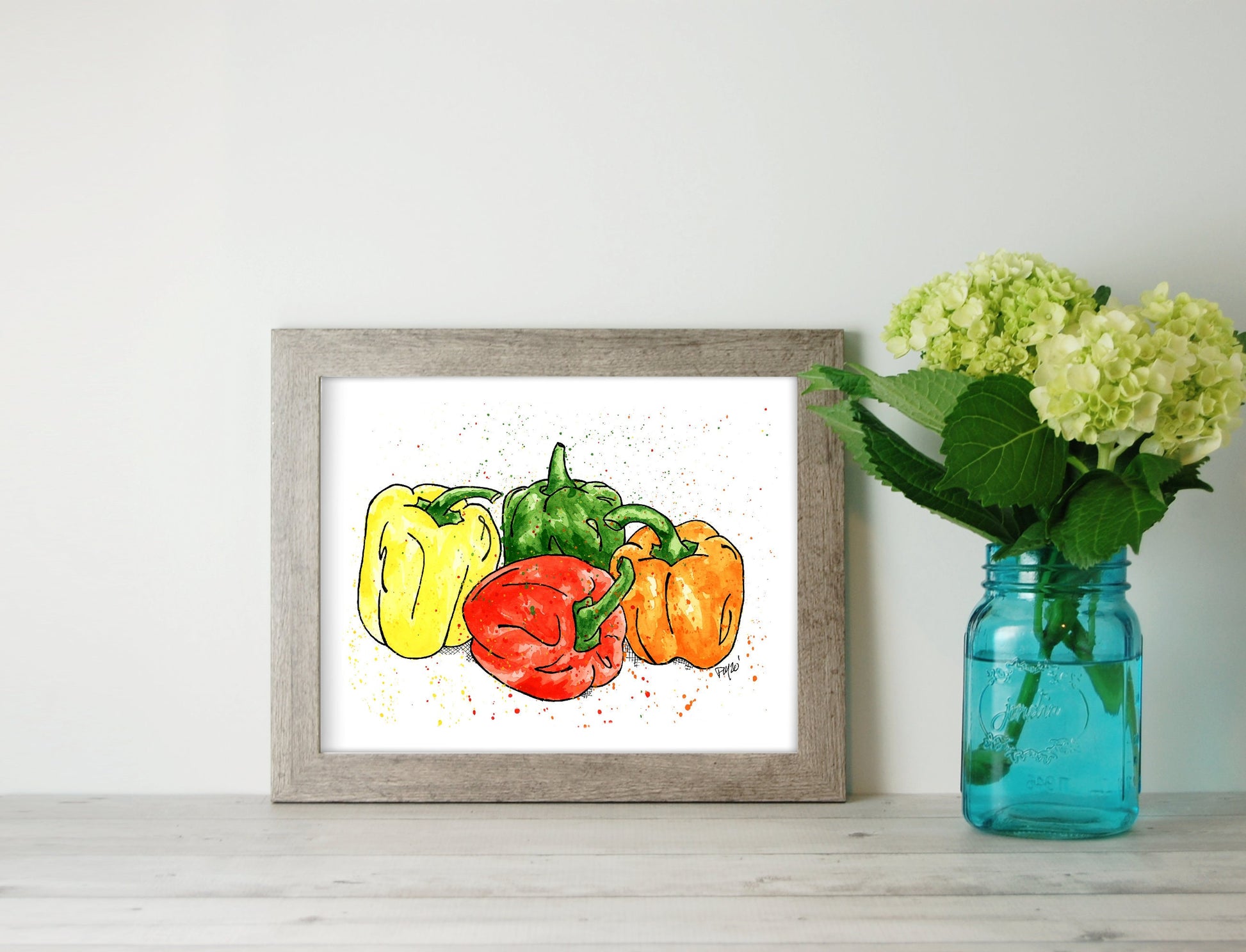 Colorful Bell Pepper Watercolor Print