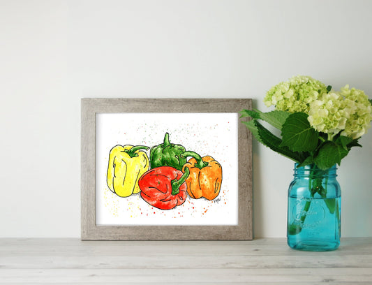Colorful Bell Pepper Watercolor Print