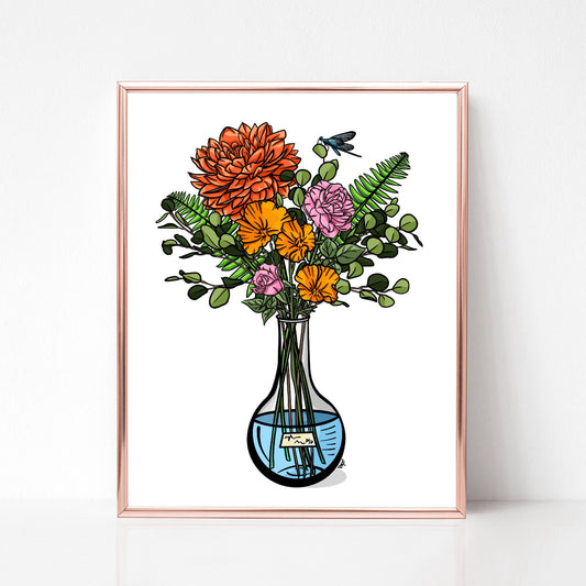 Science Red Floral Print