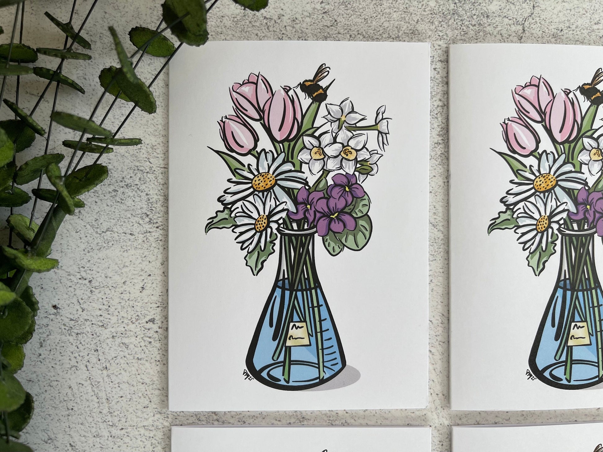 Pink Science Bouquet Greeting Card Set