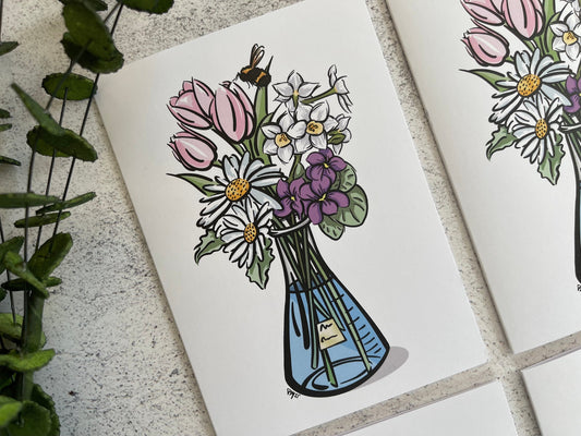 Pink Science Bouquet Greeting Card Set