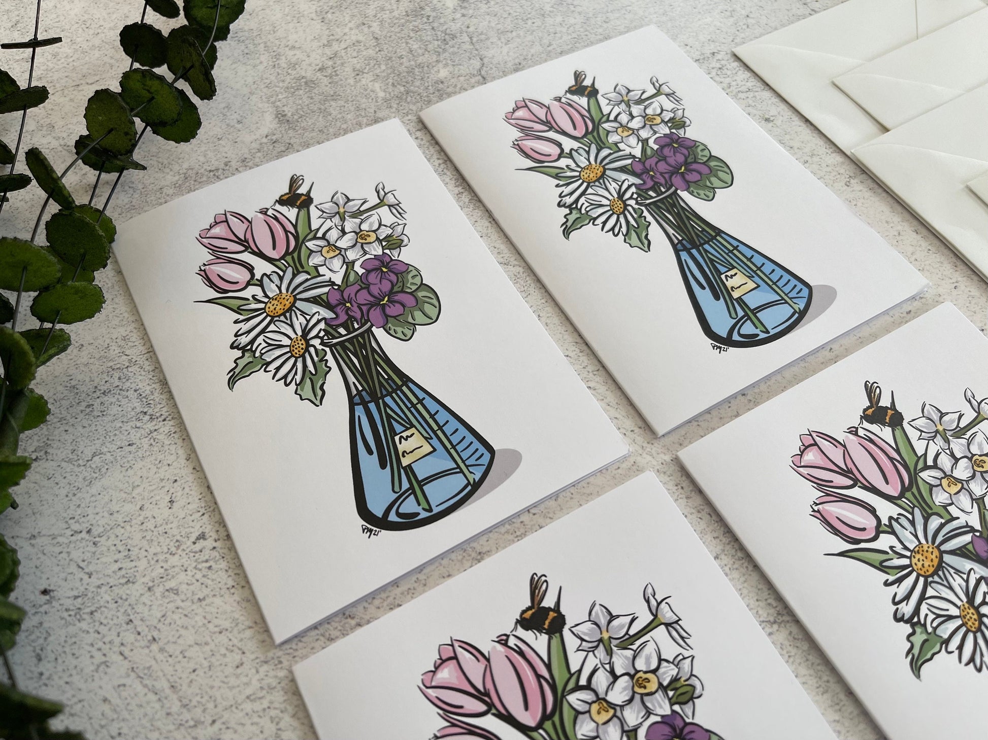 Pink Science Bouquet Greeting Card Set