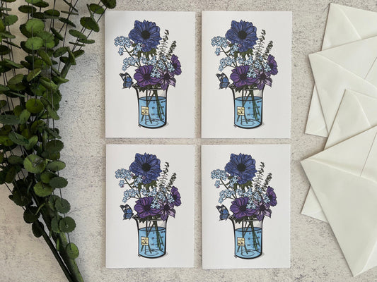 Blue Science Bouquet Greeting Card Set