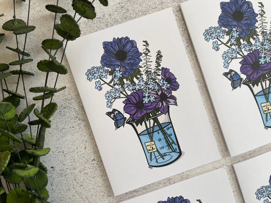 Blue Science Bouquet Greeting Card Set