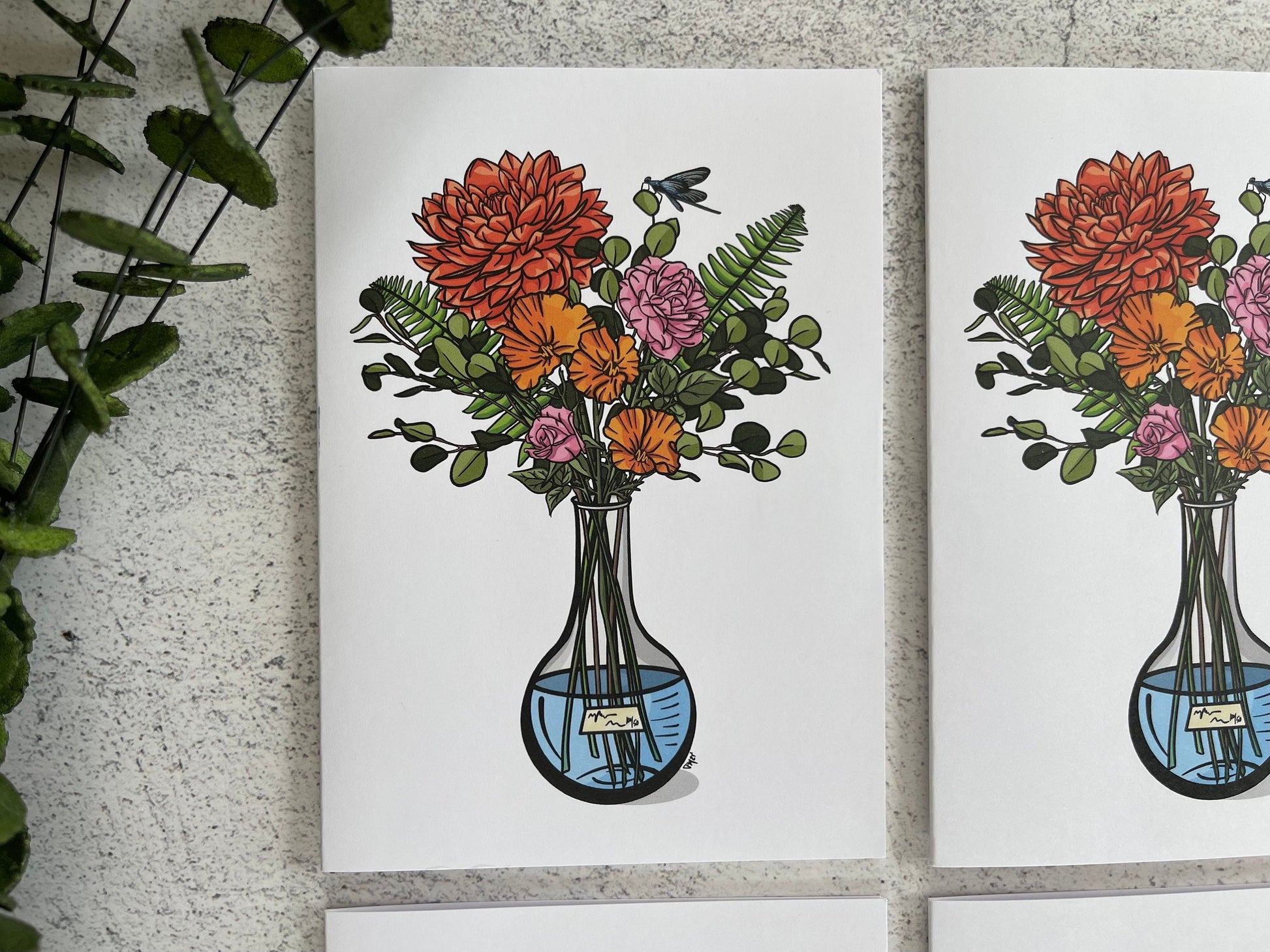 Red Science Bouquet Greeting Card Set