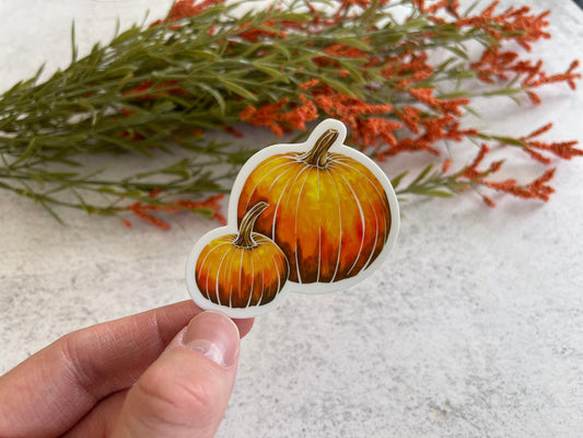 Orange Watercolor Pumpkins Vinyl Sticker