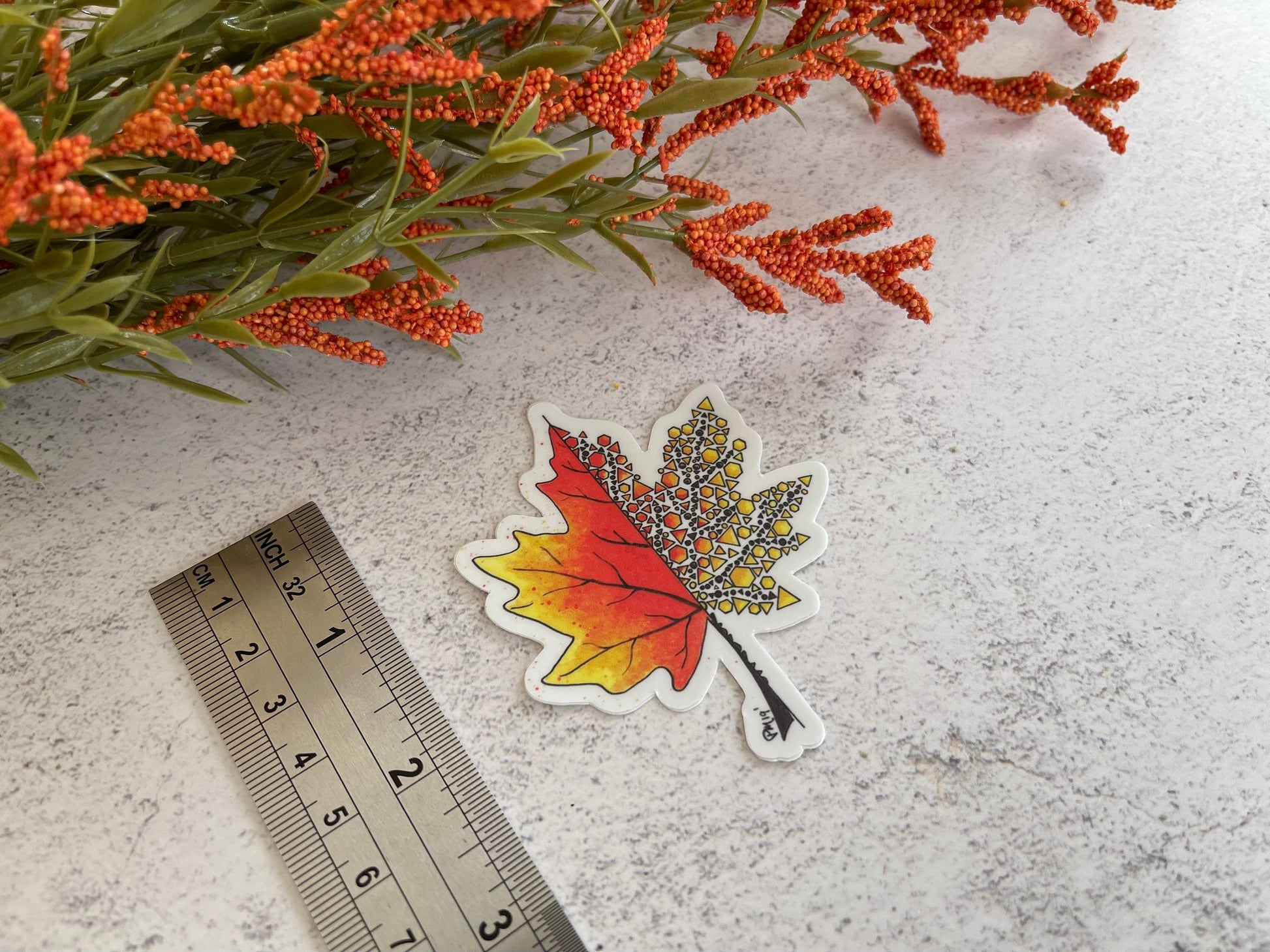Geometric Maple Leaf Vinyl Sticker