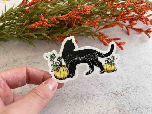Black Cat Pumpkin Vinyl Sticker