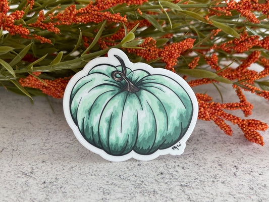 Green Watercolor Pumpkin Vinyl Sticker