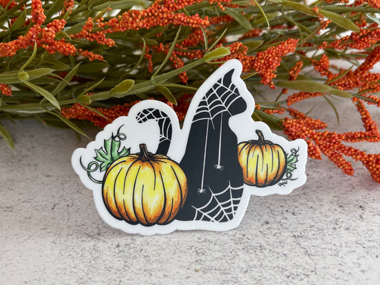Black Cat Spiderweb Vinyl Sticker