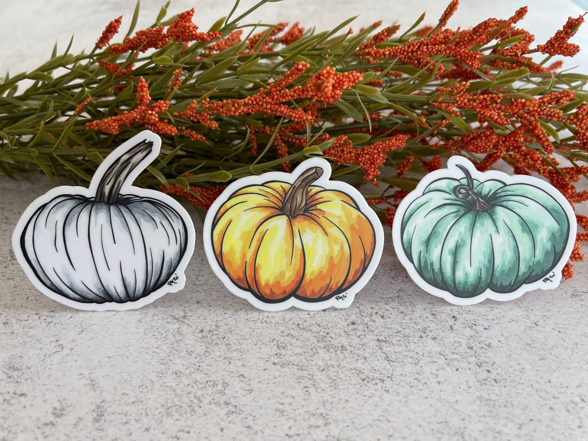 Colorful Pumpkins Vinyl Sticker Set
