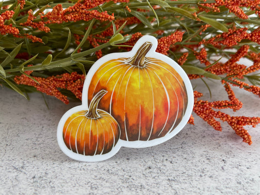 Orange Watercolor Pumpkins Vinyl Sticker