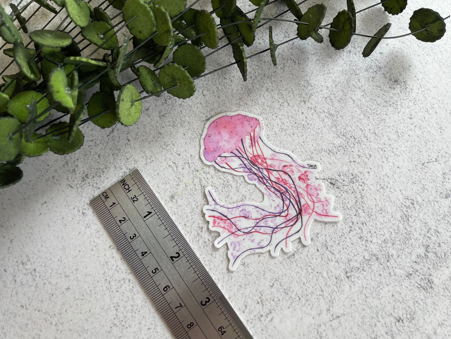 Pink Jellyfish Vinyl Sticker
