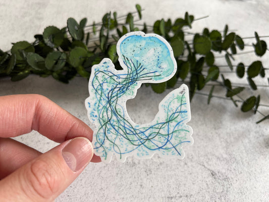 Blue Jellyfish Vinyl Sticker