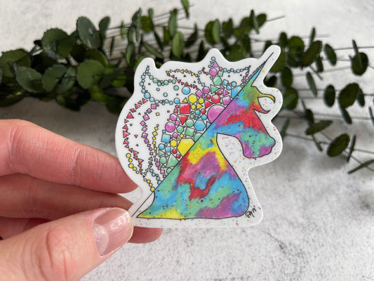 Geometric Unicorn Watercolor Vinyl Sticker