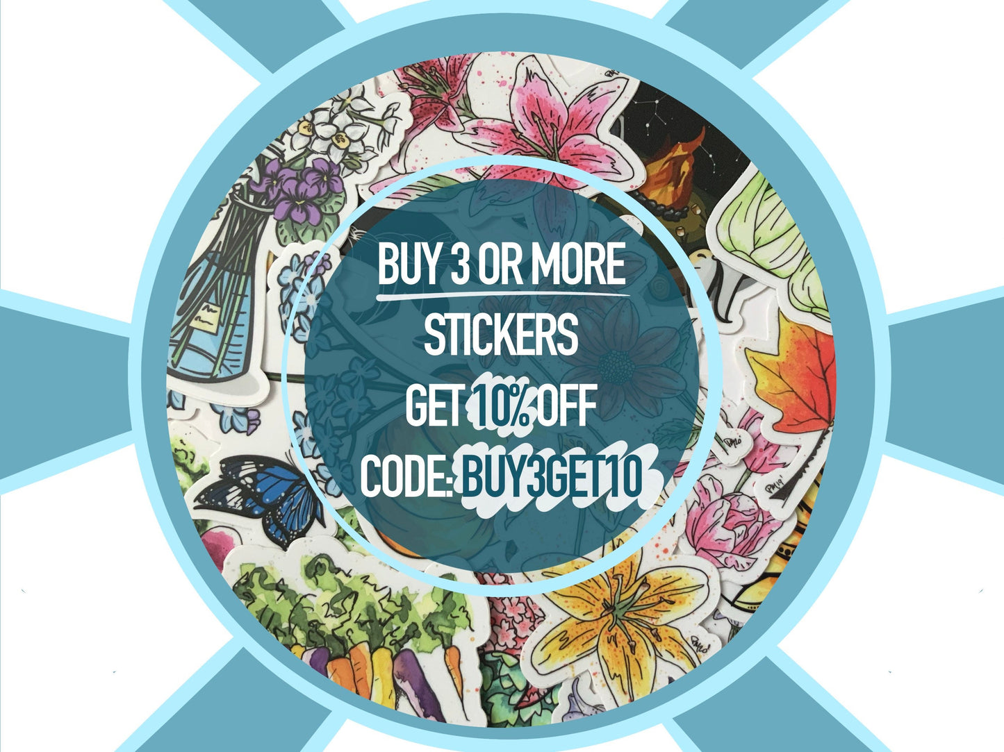 Warm Rainbow Floral Test Tube Vinyl Sticker