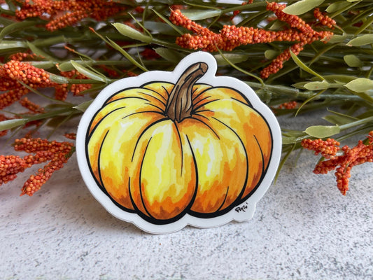 Orange Watercolor Pumpkin Vinyl Sticker