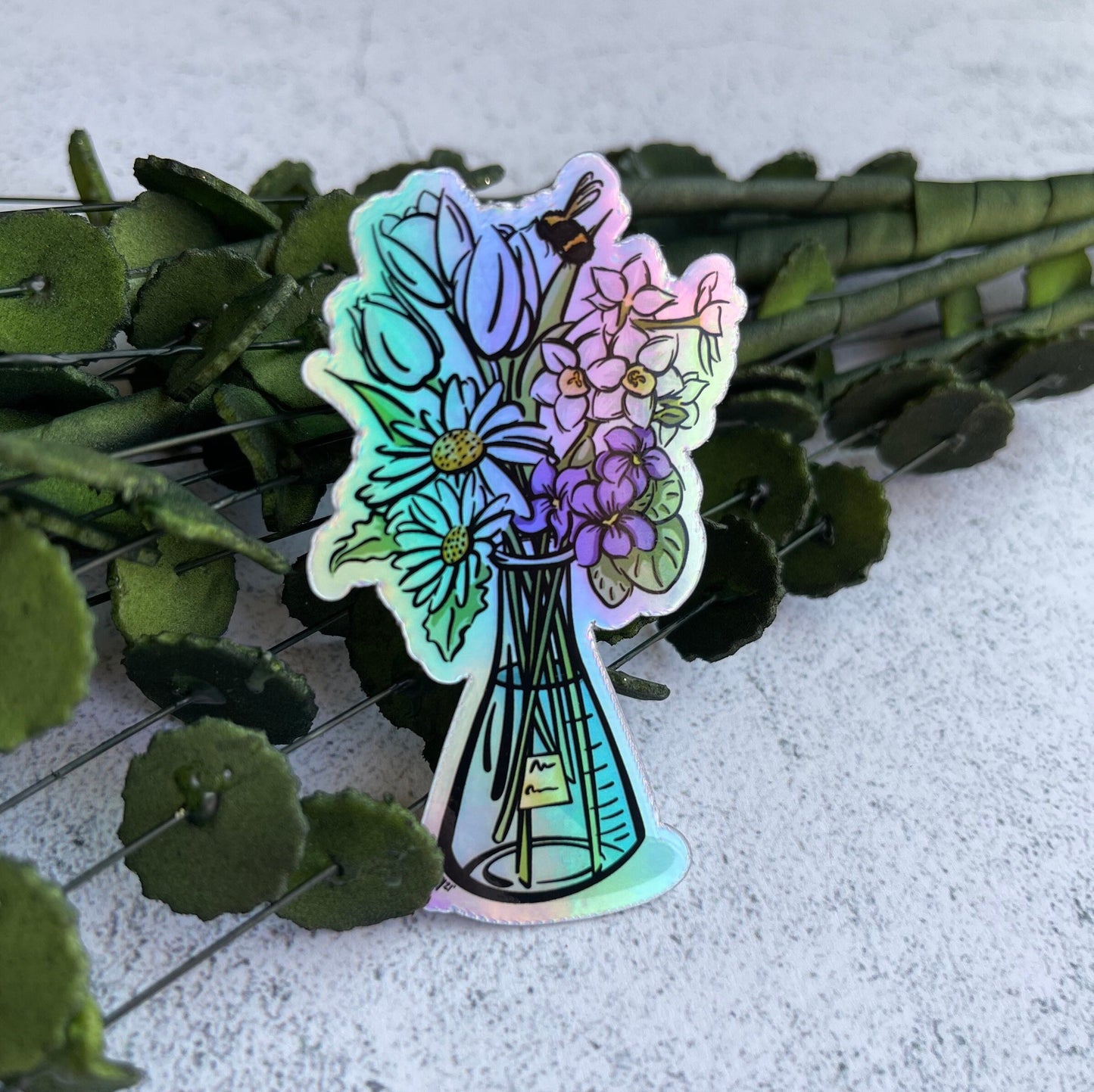 Pink Science Bouquet Vinyl Sticker