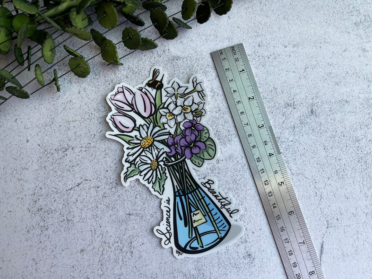 Science Pink Floral Bumper Sticker