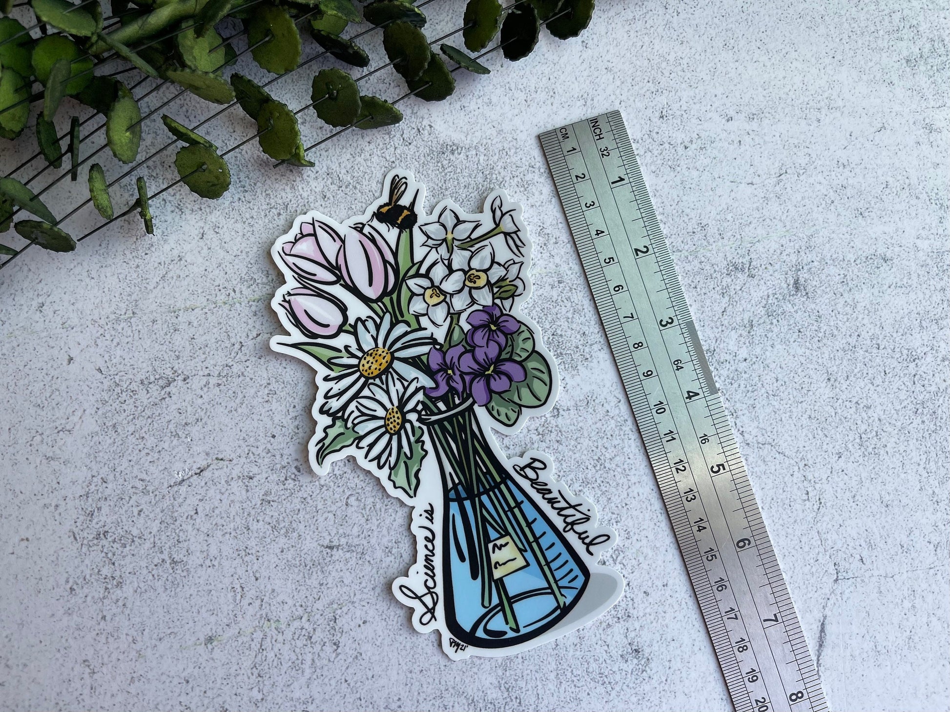 Science Pink Floral Bumper Sticker