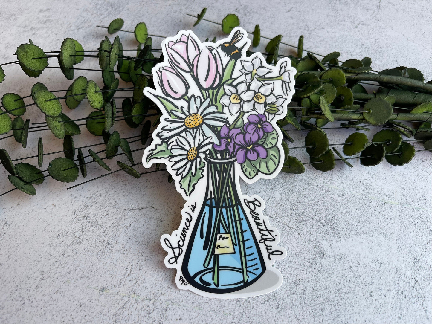 Science Pink Floral Bumper Sticker