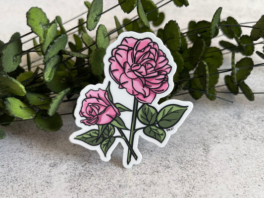 Pink Rose Vinyl Sticker