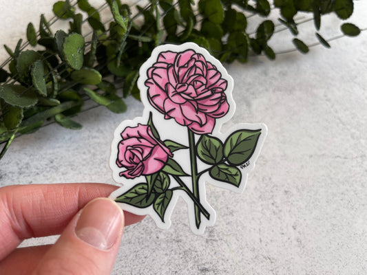 Pink Rose Vinyl Sticker